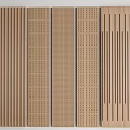 Wooden Decorative Panels Showing Perforated Striped And Textured Patterns 3d model
