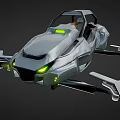 Futuristic Flying Car With Gray Body Orange Seats And Green Lights