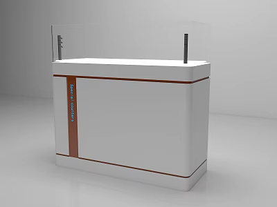 Modern White Display Cabinet Shelf With Transparent Glass Cover And Brown Trim 3d model