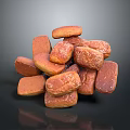 Stacked Pile of Golden Brown Crusty Bread Pieces on Dark Background