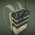 Backpack Mounted Portable Electronic Communication Equipment with Antenna and Storage Case 3d model