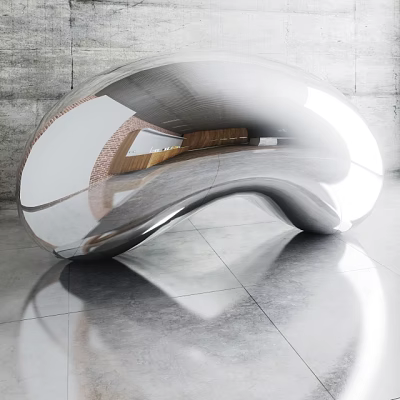 Modern Metallic Decorative Ornament Set With Shiny Curved Design For Interior Accent 3d model