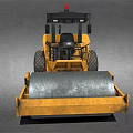Yellow Road Roller With Large Drum Black Tires And Operator Cabin 3d model