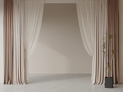 Modern Curtain Cloth Curtain Gauze Curtain 3d model