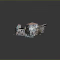 Ancient Small Town Scenery With Cobblestone Street Old Buildings Red Doors And Windows Parked Cars