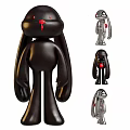 Black Rabbit Shaped Doll With Long Ears Red Nose And Silver Display Models 3d model