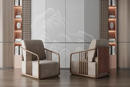 New Chinese Style Single Sofa Leisure Chair 3d model