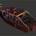 Futuristic Industrial Black Yellow Vehicle Module With Checkered Pattern Roof And Sides