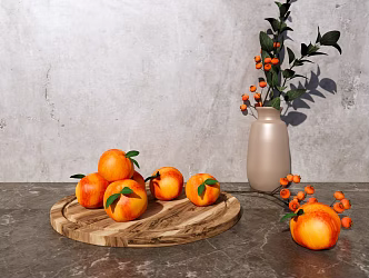 Modern Yellow Peach Fruit Yellow Peach Fruit Plate Fruit Plate Peach Apricot Vase Ornaments 3d model
