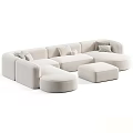 Modern Modular Sectional Sofa With Ottoman Soft Pillows And Plush Fabric 3d model