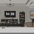 Modern Cozy Living And Dining Room With Dark Wood Furniture And Soft Warm Indoor Lighting