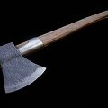 Handcrafted Axe Weapon with Wooden Handle and Forged Metal Blade Design