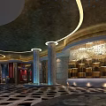 Luxury KTV Interior Design With Elegant Ceiling Lighting And Marble Columns 3d model