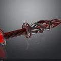 Ornate Red Handle Dagger With Silver And Red Twisted Sharp Blade Design