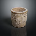 Decorative Garden Ornament Flower Pot With Carved Floral Patterns And Stoneware Design