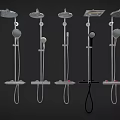 Various Modern Shower Heads With Handheld Sprayers And Fixed Overhead Designs 3d model