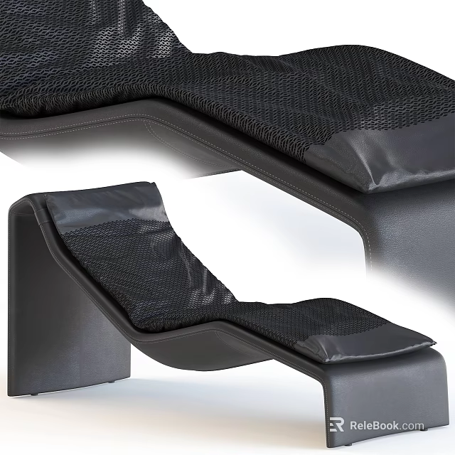 Black Mesh Outdoor Lounge Chair With Ergonomic Design And Comfortable Cushion 3d model 