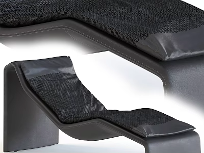 Black Mesh Outdoor Lounge Chair With Ergonomic Design And Comfortable Cushion 3d model