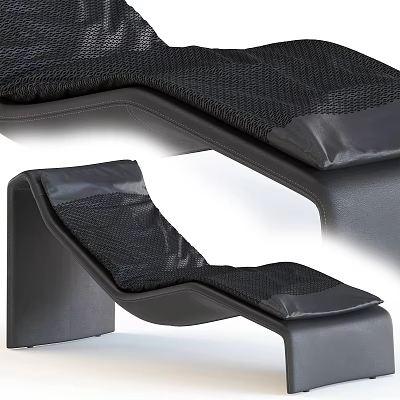 Black Mesh Outdoor Lounge Chair With Ergonomic Design And Comfortable Cushion 3d model