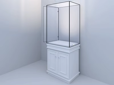 Sleek Modern White Decorative Cabinet With Glass Display Doors And Storage Base 3d model
