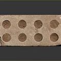 Traditional Red Construction Brick With Multiple Circular Holes And Textured Surface 3d model
