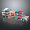 Row Of Multi Level Residential Buildings With Colorful Roofs And Vibrant Exteriors