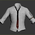 Stylish White Shirt with Black Tie Red Detail Rolled Up Cuffs and Classic Design
