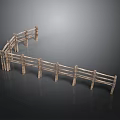 Rustic Outdoor Curved Wooden Fence Structure With Wooden Posts And Rails