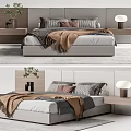 Modern Background Double Bed Double Bed 3d model