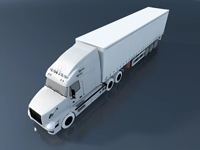 White Semi Truck With Long Enclosed Cargo Trailer And Clean Modern Exterior Design 3d model