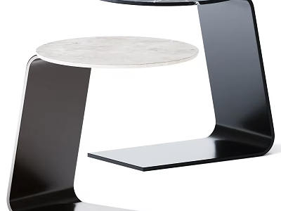 Modern Minimalist Side Table With White Marble Top And Black Metal Frame Design 3d model