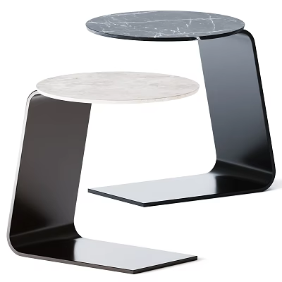 Modern Minimalist Side Table With White Marble Top And Black Metal Frame Design 3d model