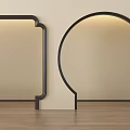 Decorative Black Framed Mirrors In Square And Round Shapes With Light Wall Wooden Floor