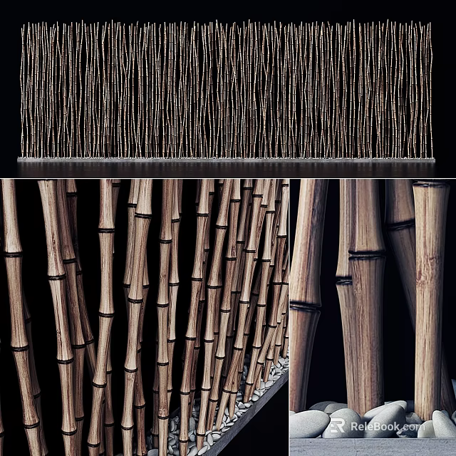 Bamboo Wall Decor With Vertical Strips And Natural Texture For Modern Home Interior 3d model 