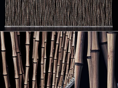 Bamboo Wall Decor With Vertical Strips And Natural Texture For Modern Home Interior 3d model