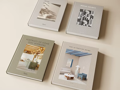 Interior Design Coffee Table Books Featuring Various Home Decor And Architectural Covers 3d model