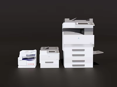 White Office Printers In Small Medium Large Sizes For Business Use 3d model