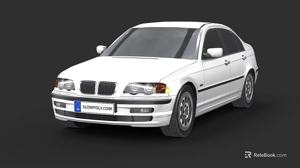White BMW Sedan Featuring Classic Front Grille And Sleek Body Design 3d model 