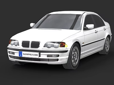 White BMW Sedan Featuring Classic Front Grille And Sleek Body Design 3d model