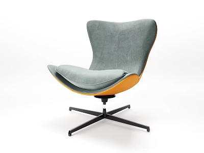 Modern Leisure Chair With Gray Cushion Orange Base And Black Metal Cross Stand 3d model