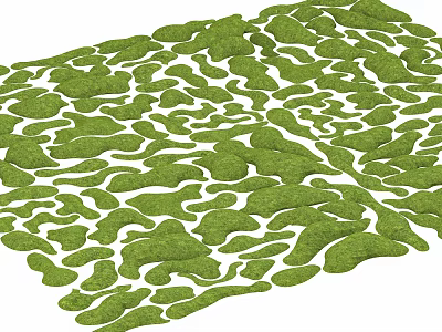 Natural Garden Landscape With Green Irregular Mossy Ground And Organic Shapes 3d model