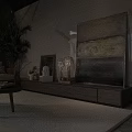 Modern Dining Living Room Interior With Large Windows City View And Glass Display Cabinet