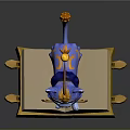 Blue Cat Character With Orange Ears Tail And Blue Scarf On Yellow Platform