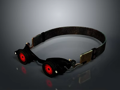 Practical Head Mounted Light With Red Lenses And Black Strap For Daily Use 3d model