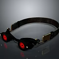 Practical Head Mounted Light With Red Lenses And Black Strap For Daily Use 3d model