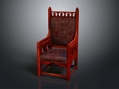 Traditional Single Sofa With Carved Wooden Backrest And Dark Patterned Fabric Cushions 3d model