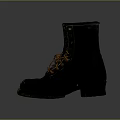 Durable Leather Work Boots With Yellow Laces And Thick Rubber Soles 3d model