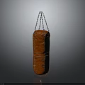 Red Cylindrical Leather Punching Bag With Chain Hanging For Boxing Training