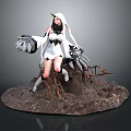 Anime Figure Display Base Featuring Rock Surface And Twisted Branches