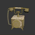 Vintage Classic Telephone Design With Rotary Dial Brass Accents And Marble Base
